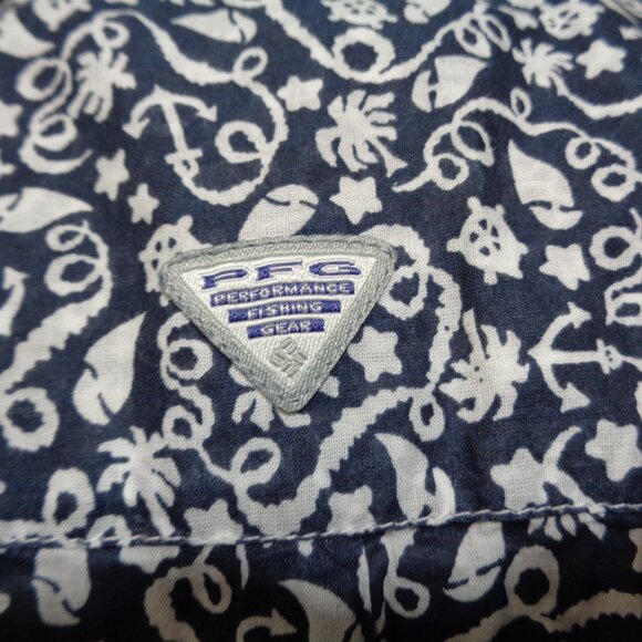 Columbia Sportswear Blue & white floral sleeveless fishing shirt in size Medium - Picture 6 of 8